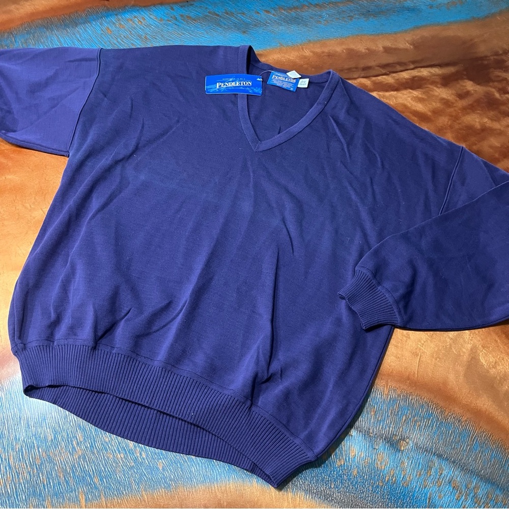NWT VTG Pendleton Wool V-neck Sweater purple size large Made in USA